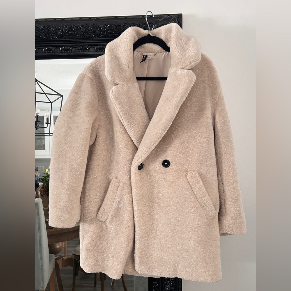 H&M Cream Teddy Coat